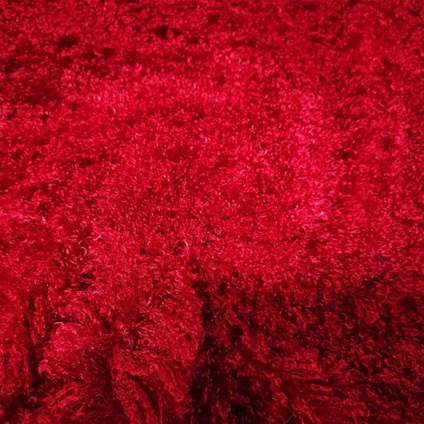 Tessuto Eco Pelliccia Mongolia a pelo riccio tinta unita rosso