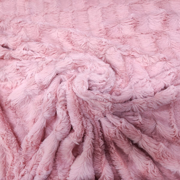 Tessuto Eco Pelliccia a pelo corto motivo astratto tinta unita rosa