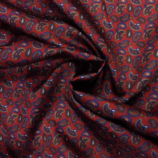 Tessuto fodera a fantasia motivo astratto bordeaux - blu - marrone