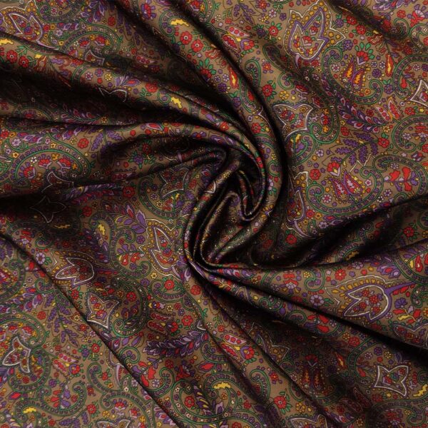 Tessuto fodera a fantasia motivo astratto viola - rosso - verde