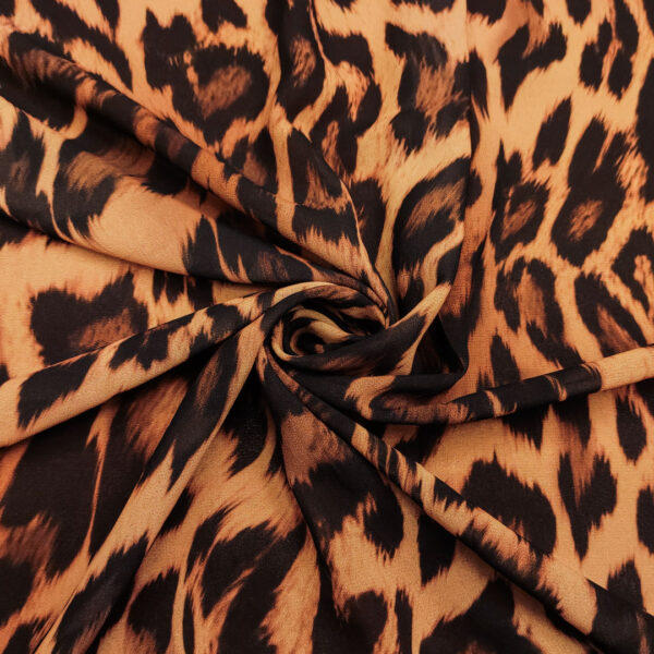 Tessuto Georgette a fantasia motivo animalier beige - marrone - marroncino