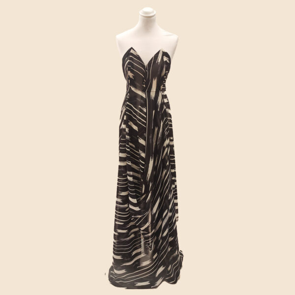 Tessuto Georgette a fantasia motivo astratto nero - bianco