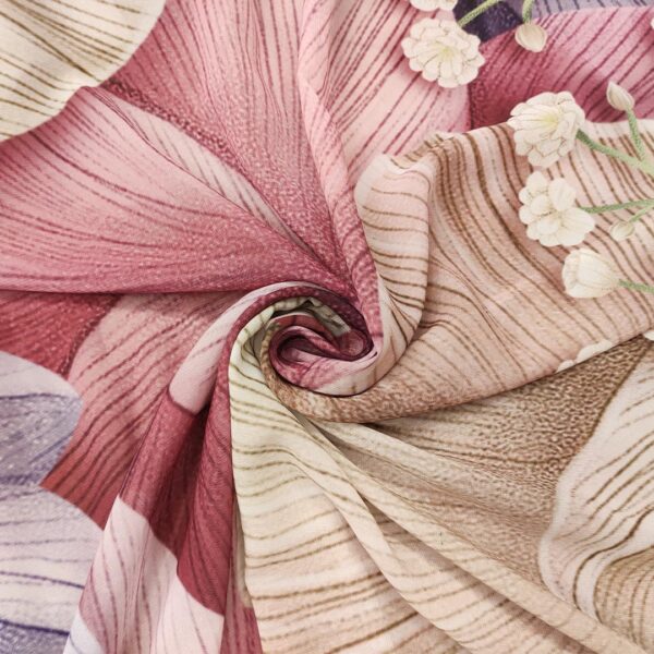 Tessuto Georgette a fantasia motivo floreale lilla - malva - beige