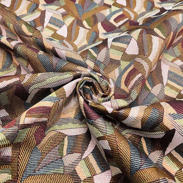 Tessuto per arredo Gobelin a fantasia motivo astratto rosa - vinaccio - arancio  scuro