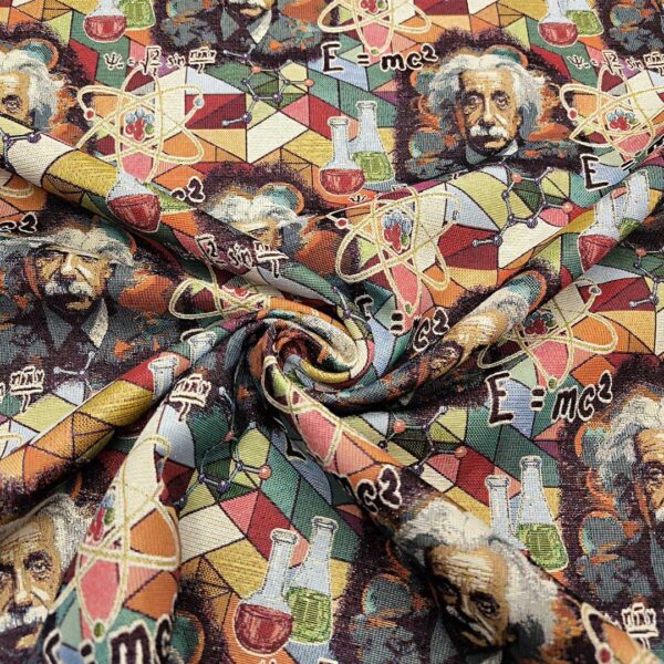 Tessuto per arredo Gobelin a fantasia motivo astratto rosso - giallo - verde