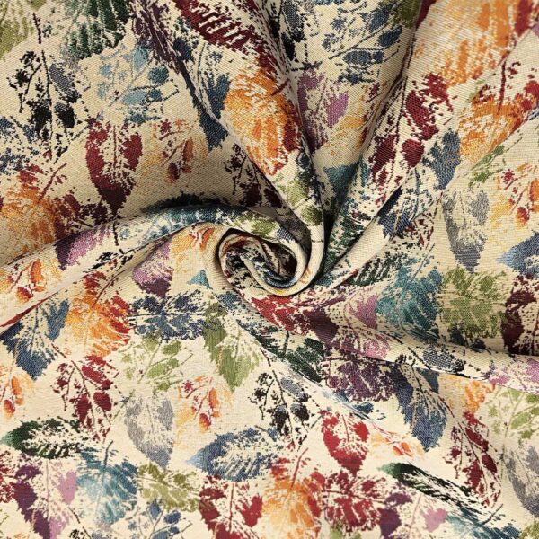 Tessuto per arredo Gobelin a fantasia motivo floreale beige - bordeaux - arancio