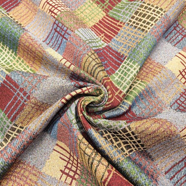 Tessuto per arredo Gobelin a fantasia motivo geometrico beige - carta da zucchero - bordeaux