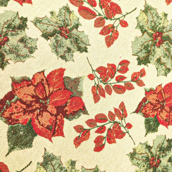 Tessuto per arredo Gobelin natalizio lurex motivo stella di natale beige - oro - bordeaux - verde