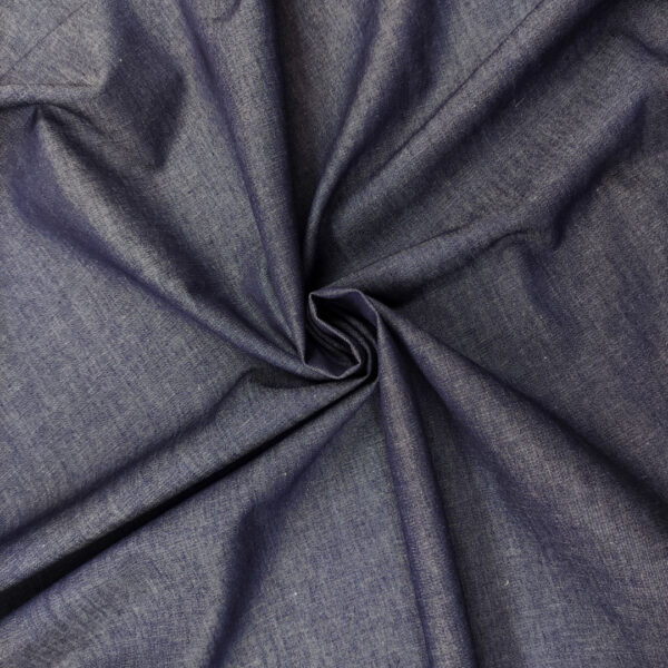 Tessuto Jeans chambray elasticizzato tinta unita blu scuro