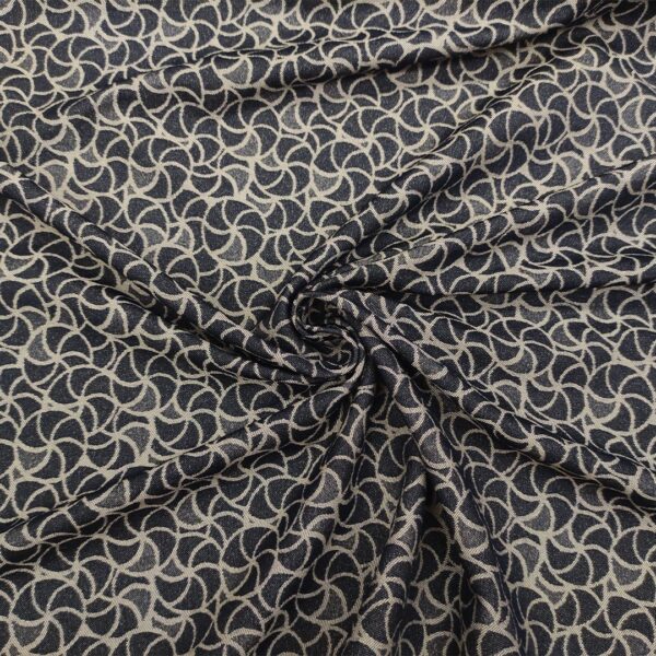 Tessuto Jeans elasticizzato a fantasia motivo astratto grigio - blu