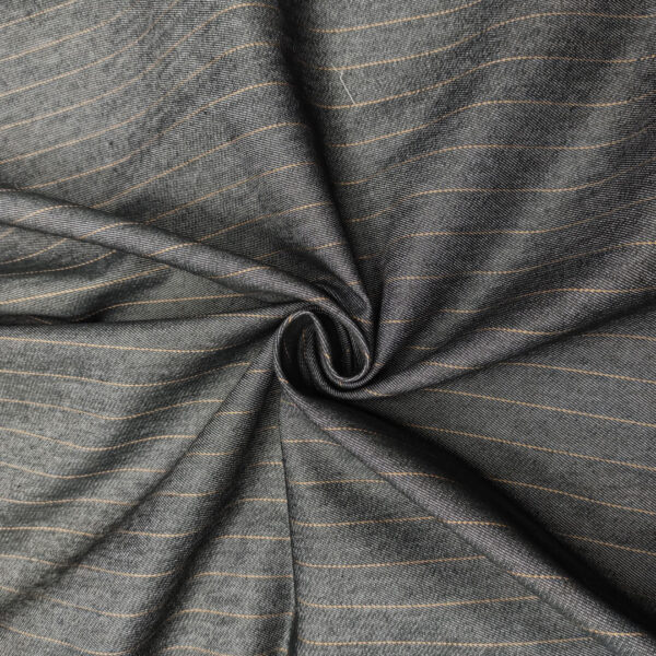 Tessuto Jeans elasticizzato motivo gessato denim scuro - cammello