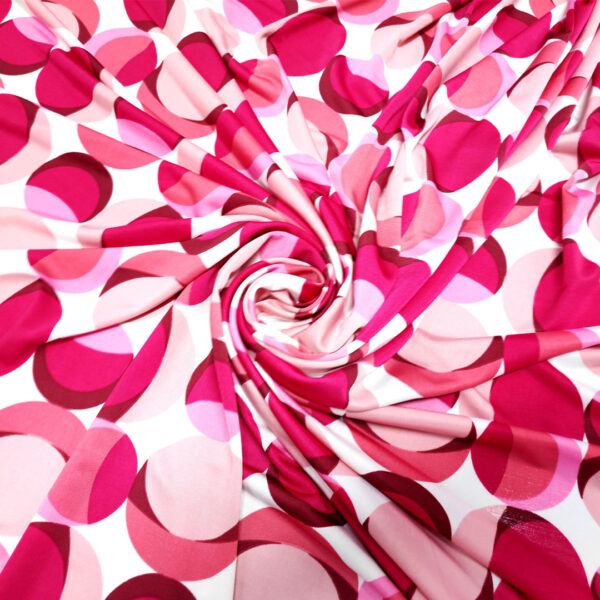Tessuto Jersey a fantasia motivo pois bianco - magenta - fucsia