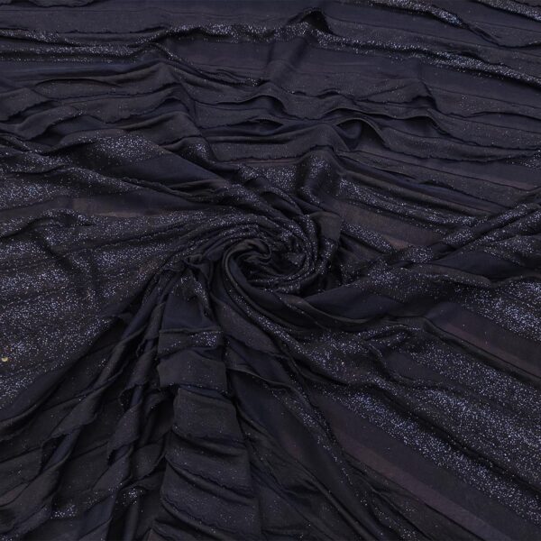 Tessuto Jersey con balze lurex tinta unita blu