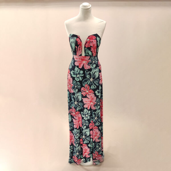 Tessuto Jersey a fantasia motivo floreale blu - acquamarina - fucsia