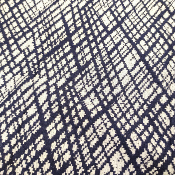 Tessuto Jersey peso autunnale a fantasia motivo astratto bianco - blu