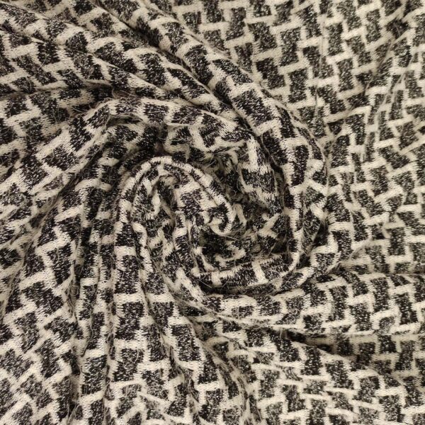 Tessuto Jersey peso autunnale a fantasia motivo astratto lurex grigio - nero - bianco