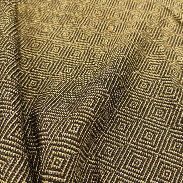 Tessuto Jersey peso autunnale a fantasia motivo geometrico lurex oro - nero