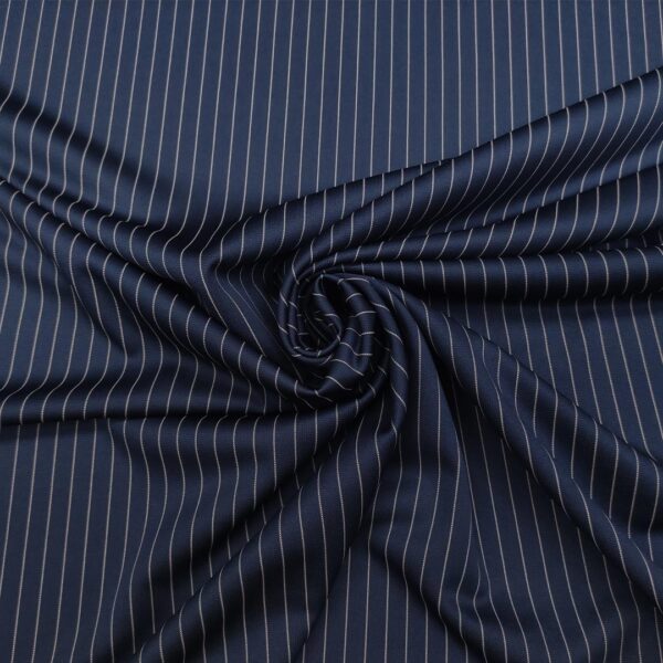 Tessuto Jersey peso autunnale a fantasia motivo rigato blu - bianco