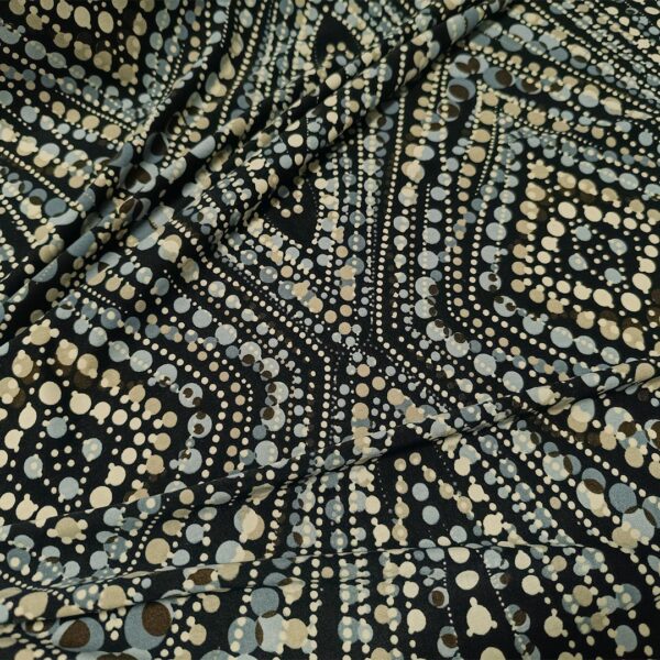 Tessuto Jersey peso autunnale a fantasia motivo astratto grigio - beige - nero