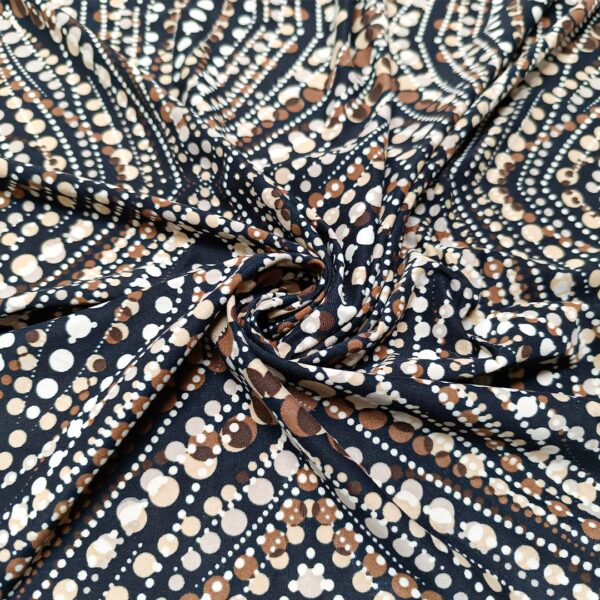 Tessuto Jersey peso autunnale a fantasia motivo astratto nero - beige - grigio - marrone