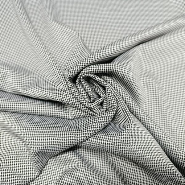 Tessuto Jersey peso autunnale a fantasia motivo pied de poule nero - grigio