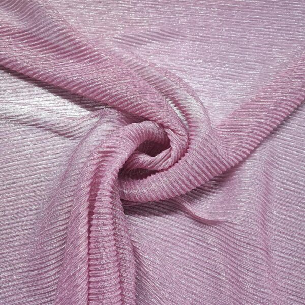 Tessuto Tulle Plissè rosa - argento