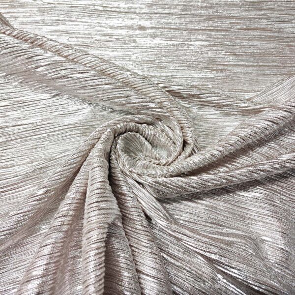 Tessuto Jersey plissè spalmato argento