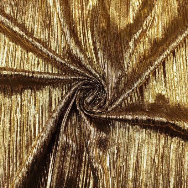 Tessuto Jersey plissè spalmato oro