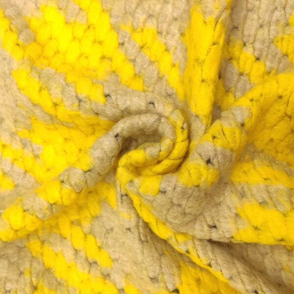 Taglio di Tessuto Lana Cotta motivo pied de poule beige - giallo