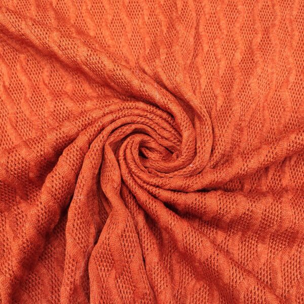 Tessuto Maglia Mano lana in tinta unita motivo treccia coccio