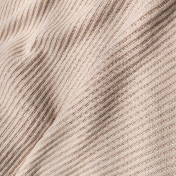 Tessuto Maglia Mano Lana Angoretta a coste in tinta unita beige - chiaro