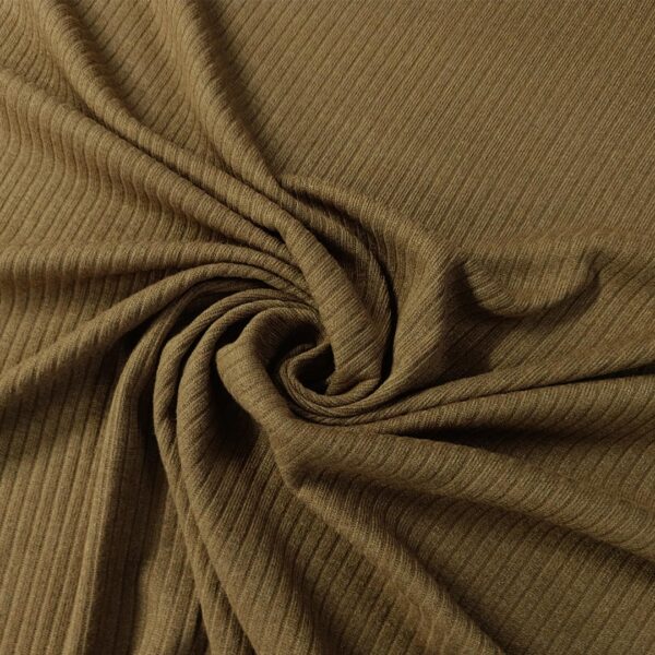 Tessuto Maglia Mano Cashmere a coste tinta unita cuoio