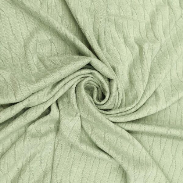 Tessuto Maglia Mano Cashmere motivo treccia tinta unita verde salvia