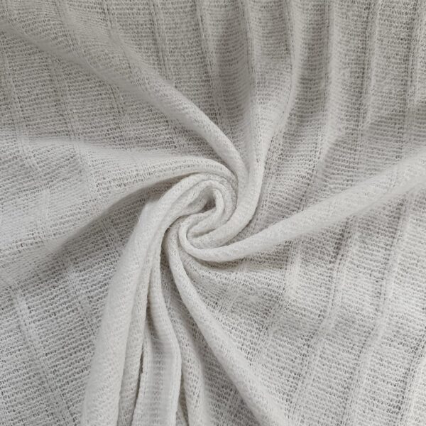 Tessuto Maglia Mano lana in tinta unita motivo rigato bianco