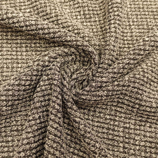 Tessuto Maglia Mano Lana motivo tweed grigio