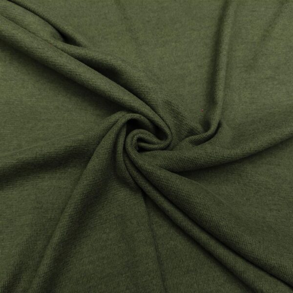 Tessuto Maglia Mano Lana tinta unita verde militare