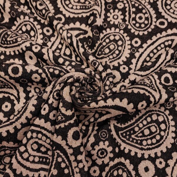 Tessuto Jersey peso autunnale a fantasia motivo floreale cashmere nero - oro