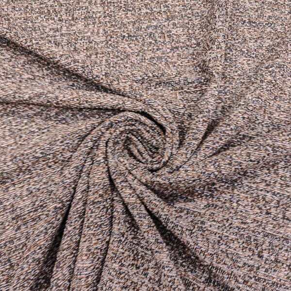 Tessuto Jersey peso autunnale motivo tweed bianco - nero - cammello