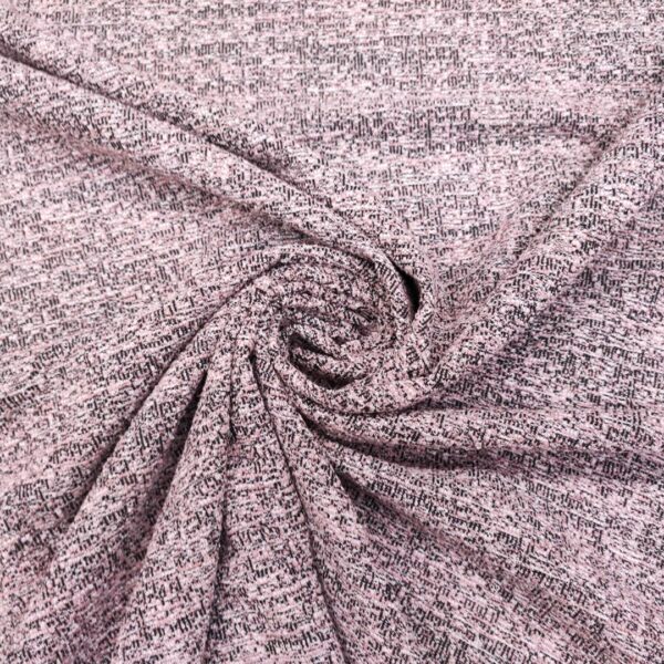 Tessuto Jersey peso autunnale motivo tweed bianco - nero - rosa
