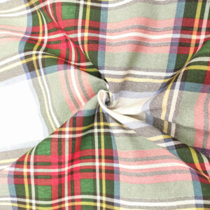 Tessuto Misto Cotone decorativo natalizio motivo tartan bianco - rosso - verde - giallo