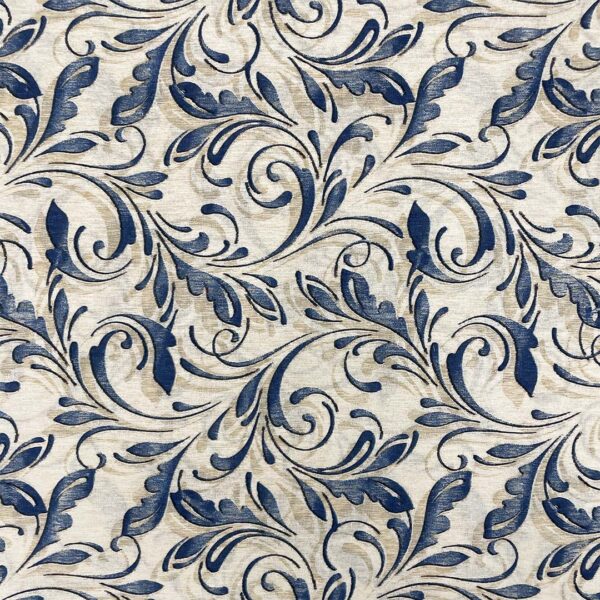 Tessuto Misto Cotone per arredo a fantasia motivo astratto beige - blu