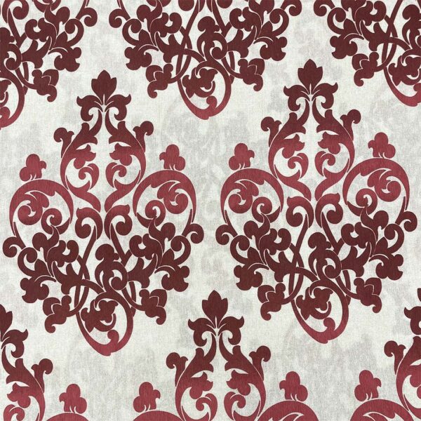 Tessuto Misto Cotone per arredo a fantasia motivo floreale barocco beige - bordeaux