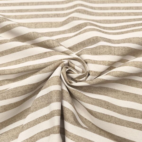 Tessuto Misto Cotone per arredo a fantasia motivo rigato bianco - beige