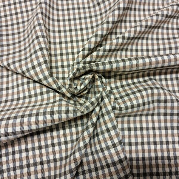 Tessuto Misto cotone peso primaverile motivo quadri grigio - tortora - bianco