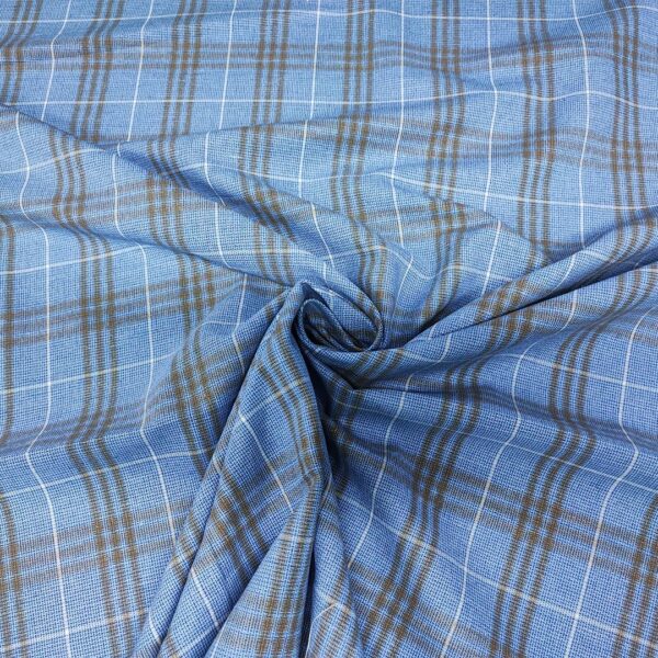 Tessuto Misto lino a fantasia motivo quadri carta da zucchero - grigio