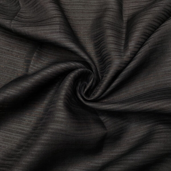 Tessuto Misto Lino devorè in tinta unita motivo rigato nero