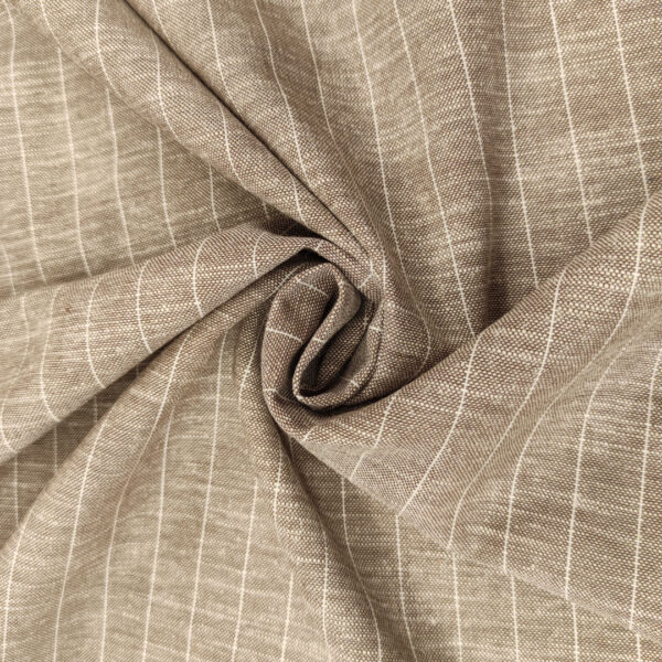 Tessuto Misto lino a fantasia motivo rigato tortora - bianco