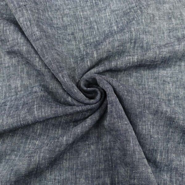 Tessuto Misto Lino in tinta unita effetto melange blu