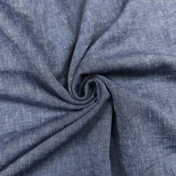 Tessuto Misto Lino in tinta unita effetto melange jeans