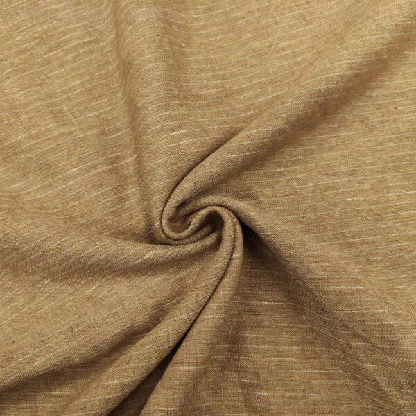 Tessuto Misto Lino effetto melange motivo gessato tabacco - bianco